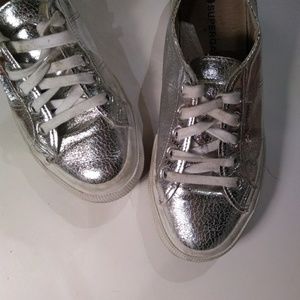 Silver Leather Superga Shoes